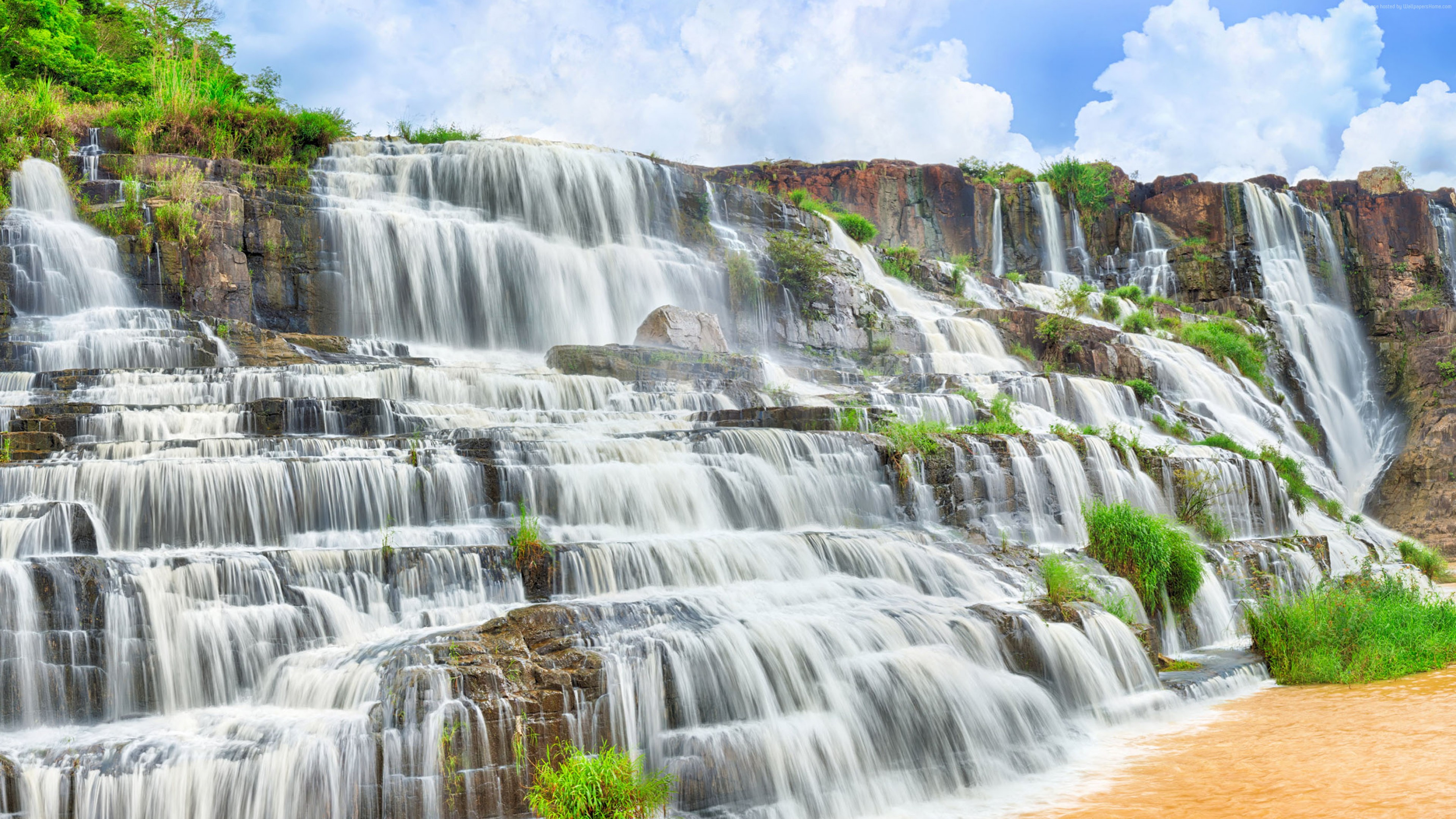 Wallpaper Pongour Waterfall, 4k, HD wallpaper, falls, travel, Pongour, waterfall, Dalat, Vietnam, mountain, river, Travel